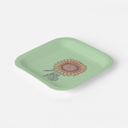 Sonnenblume Blassgrün Pappteller (Gewinkelt)