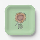 Sonnenblume Blassgrün Pappteller (Vorderseite)