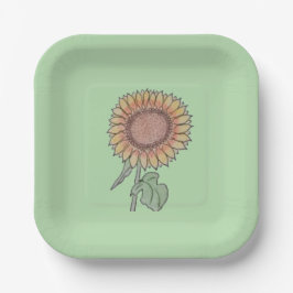 Sonnenblume Blassgrün Pappteller