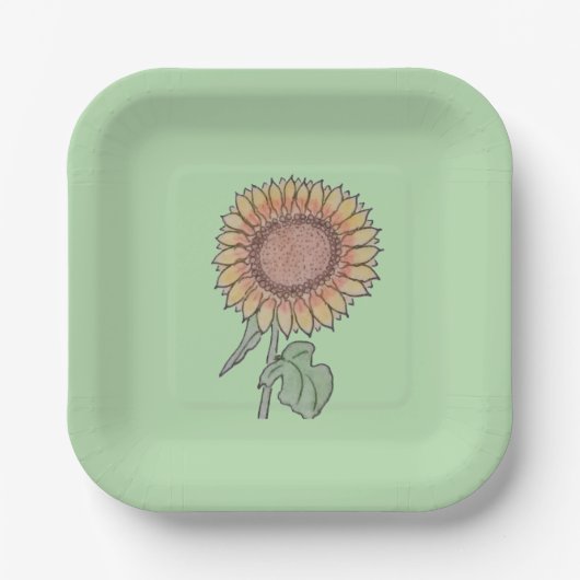 Sonnenblume Blassgrün Pappteller (Vorderseite)