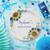 Sonnenblume Blau Blume Geometrisches Brautparty Pappteller (Party)