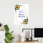 Sonnenblume Blau Blume Geometrisches Brautparty Poster (Heimbüro)