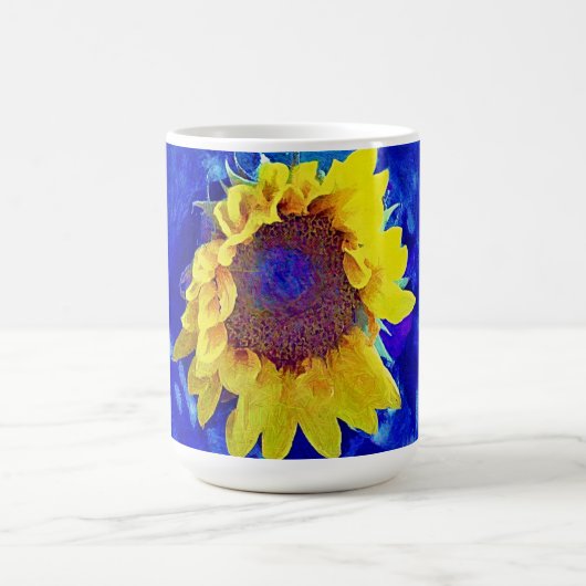 Sonnenblume Blau Gelbe Tasse Kaffee Cup (Mittel)