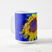 Sonnenblume Blau Gelbe Tasse Kaffee Cup (Vorderseite Links)