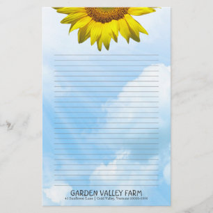 Sonnenblume Blau Himmel Liniiertes Persönliches Sc Briefpapier