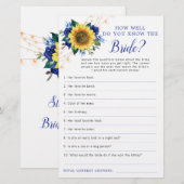 Sonnenblume Blau Rose Lights Brautparty Game (Vorne/Hinten)