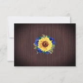 Sonnenblume Blau Rose Lights Wood Wedding Meetings RSVP Karte (Rückseite)