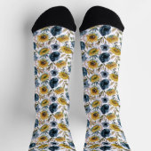 Sonnenblume Blaue Blume Blumenmuster Socken (Oben)