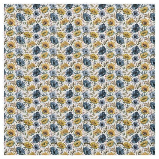 Sonnenblume Blaue Blume Wasserfarbmuster Stoff (Muster)