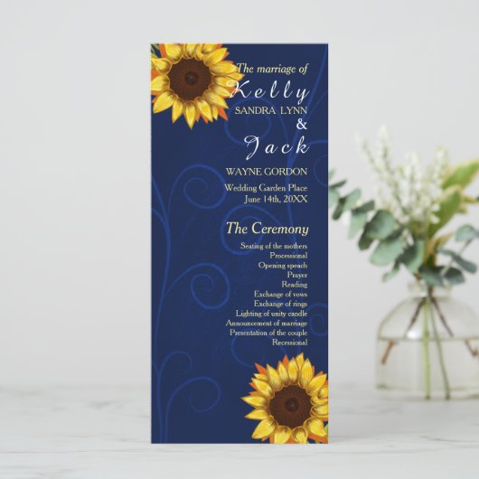 Sonnenblume/Blaue Hochzeitstorte Programm (Stehend Vorderseite)