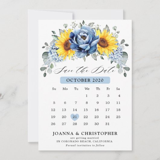 Sonnenblume Blaue Schieferhöhle Blumenkalender Save The Date (Vorderseite)