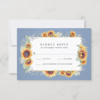 Sonnenblume Blaue Wasserfarbe Rustikale Hochzeit d