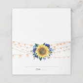 Sonnenblume Blauer Blumenstrauß Hochzeit Platzkarte (Außenseite Aufgefaltet)