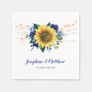 Sonnenblume Blauer Blumenstrauß Hochzeit Serviette