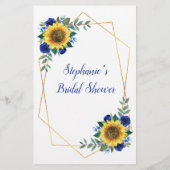 Sonnenblume Blauer Brautparty Word Spiel (Rückseite)