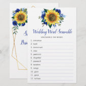 Sonnenblume Blauer Brautparty Word Spiel (Vorne/Hinten)