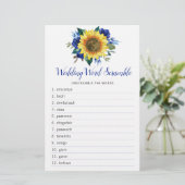 Sonnenblume Blauer Brautparty Word Spiel (Stehend Vorderseite)