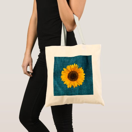 Sonnenblume Blauer Einfaltspinsel Tasche (Vorderseite (Produkt))