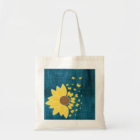 Sonnenblume Blauer Einfaltspinsel Tasche (Vorne)