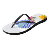 Sonnenblume Blauer Elefant florale Flip Flops Badesandalen (Schrägansicht)