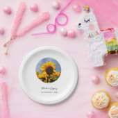 Sonnenblume Blauer Himmel Rustikale Hochzeit Pappteller (Party)