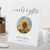 Sonnenblume Blauer Himmel Rustikale Hochzeitskarte Sockelschild (In Situ)