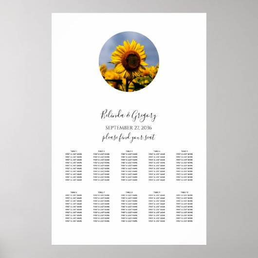Sonnenblume Blauer Himmel Rustikale Hochzeitsstift Poster (Vorne)