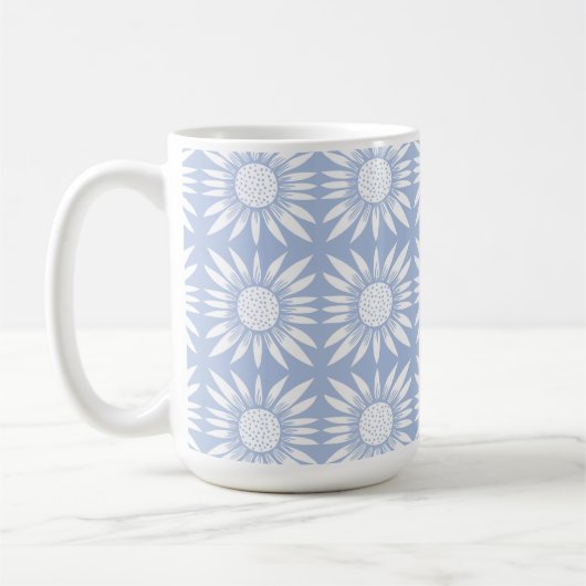 Sonnenblume Blaues Blumenmuster Kaffeetasse (Links)