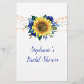 Sonnenblume Blue Rose Lights Brautparty Word Game (Rückseite)