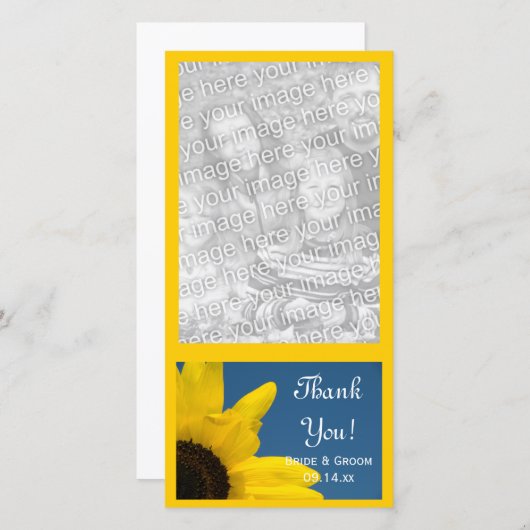 Sonnenblume Blue Sky Hochzeit Vielen Dank Foto Car Dankeskarte (Vorne/Hinten)