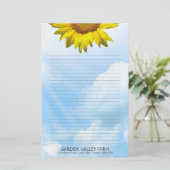 Sonnenblume Blue Sky Lined Personal Writer Paper Briefpapier (Stehend Vorderseite)