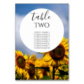 Sonnenblume Blue Sky Rustic Wedding Guest Names Tischnummer (Vorderseite)
