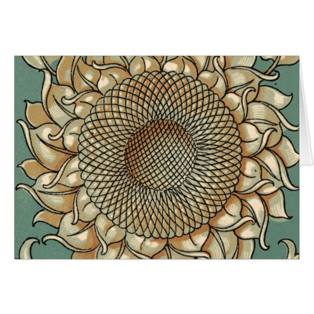 Sonnenblume blühen auf blaugrünem Hintergrund (Vorderseite (Horizontal))