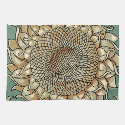 Sonnenblume blühen auf blaugrünem Hintergrund Handtuch (Horizontal)