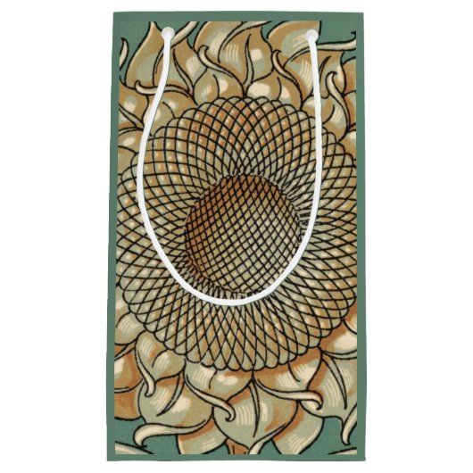 Sonnenblume blühen auf blaugrünem Hintergrund Kleine Geschenktüte (Vorderseite)