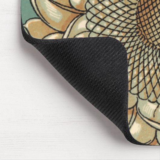 Sonnenblume blühen auf blaugrünem Hintergrund Mousepad (Ecke)