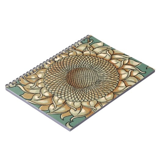 Sonnenblume blühen auf blaugrünem Hintergrund Notizblock (Linke Seite)