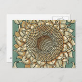 Sonnenblume blühen auf blaugrünem Hintergrund Postkarte (Vorne/Hinten)