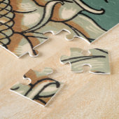 Sonnenblume blühen auf blaugrünem Hintergrund Puzzle (Seite)