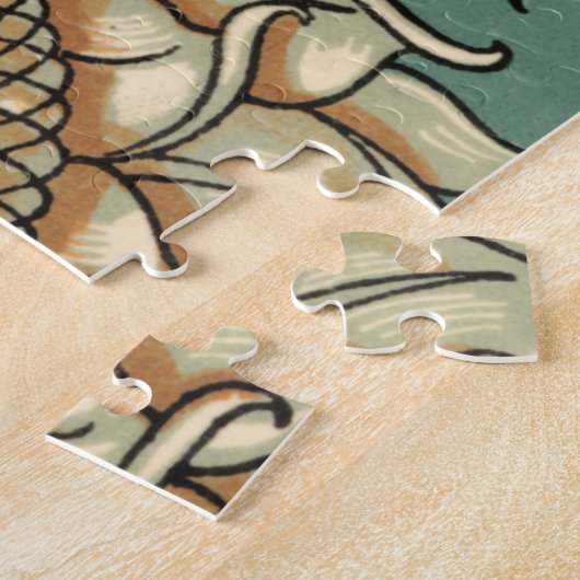 Sonnenblume blühen auf blaugrünem Hintergrund Puzzle (Seite)