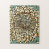 Sonnenblume blühen auf blaugrünem Hintergrund Puzzle (Vertikal)