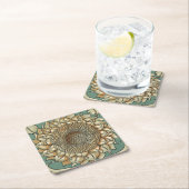 Sonnenblume blühen auf blaugrünem Hintergrund Rechteckiger Pappuntersetzer (Vor Ort)