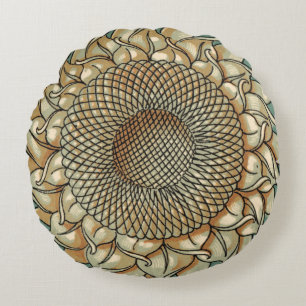 Sonnenblume blühen auf blaugrünem Hintergrund Rundes Kissen