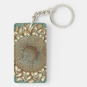 Sonnenblume blühen auf blaugrünem Hintergrund Schlüsselanhänger (Rückseite)