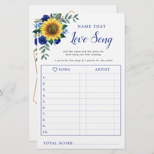 Sonnenblume Blume Brautparty Liebe Lido Game (Vorne/Hinten)