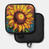 Sonnenblume. Blume. farbenfroh Topflappen (Vorderseite/Rückseite)