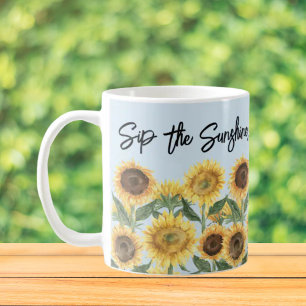 Sonnenblume Blume Floral Personalisiertes Zitat Kaffeetasse