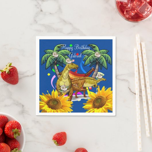Sonnenblume Blumen Dinosaurier Papier Napkins Serviette (Beispiel)
