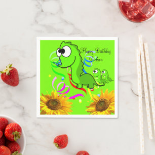 Sonnenblume Blumen Dinosaurier Papier Napkins Serviette