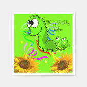 Sonnenblume Blumen Dinosaurier Papier Napkins Serviette (Vorderseite)